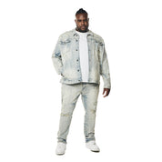 Smoke Rise Big and Tall Big and Tall - Wave Effect Jean Jacket - Leo Blue