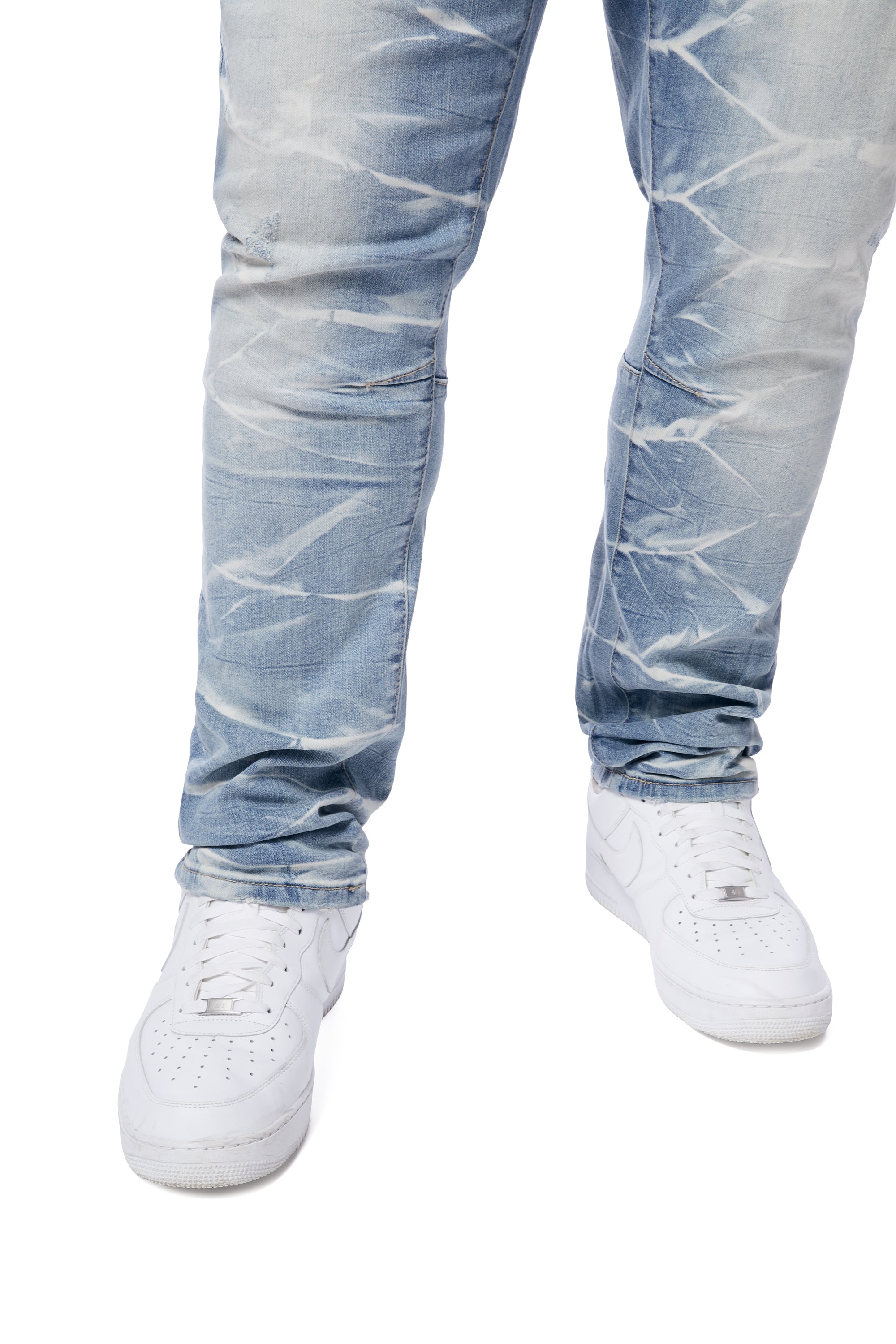 Big and Tall - Rip & Repaired Lightning Washed Denim Jeans - Clyde Blue