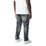 Smoke Rise Big and Tall Big and Tall - Distressed Rip & Repair Jean - Pluto Grey