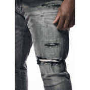 Smoke Rise Big and Tall Big and Tall - Distressed Rip & Repair Jean - Pluto Grey