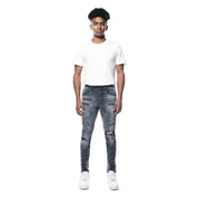 Smoke Rise Super Skinny Distressed Rip & Repair Jean - Pluto Grey