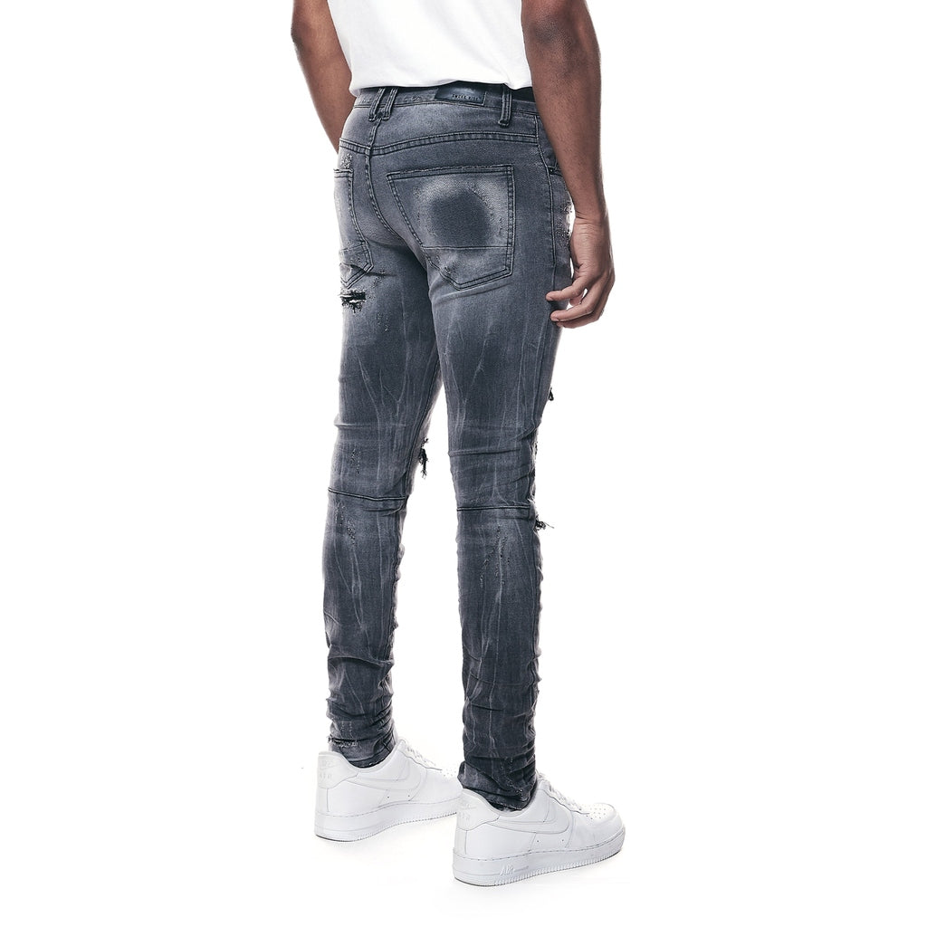 Smoke Rise Super Skinny Distressed Rip & Repair Jean - Pluto Grey