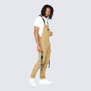 Multi Cargo Fashion Twill Overalls - Khaki