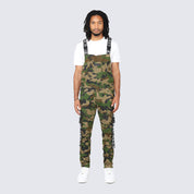 Multi Cargo Fashion Twill Overalls - Wood Camo