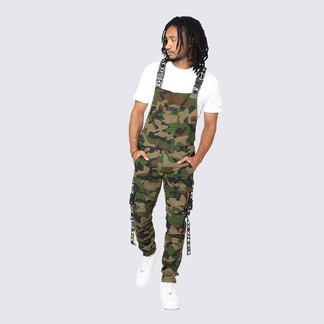 Multi Cargo Fashion Twill Overalls - Wood Camo