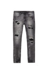 Vintage Washed Rip And Repair Denim Jeans - Pluto Grey