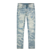 Smoke Rise Lightning Effect Jeans - Clyde Blue