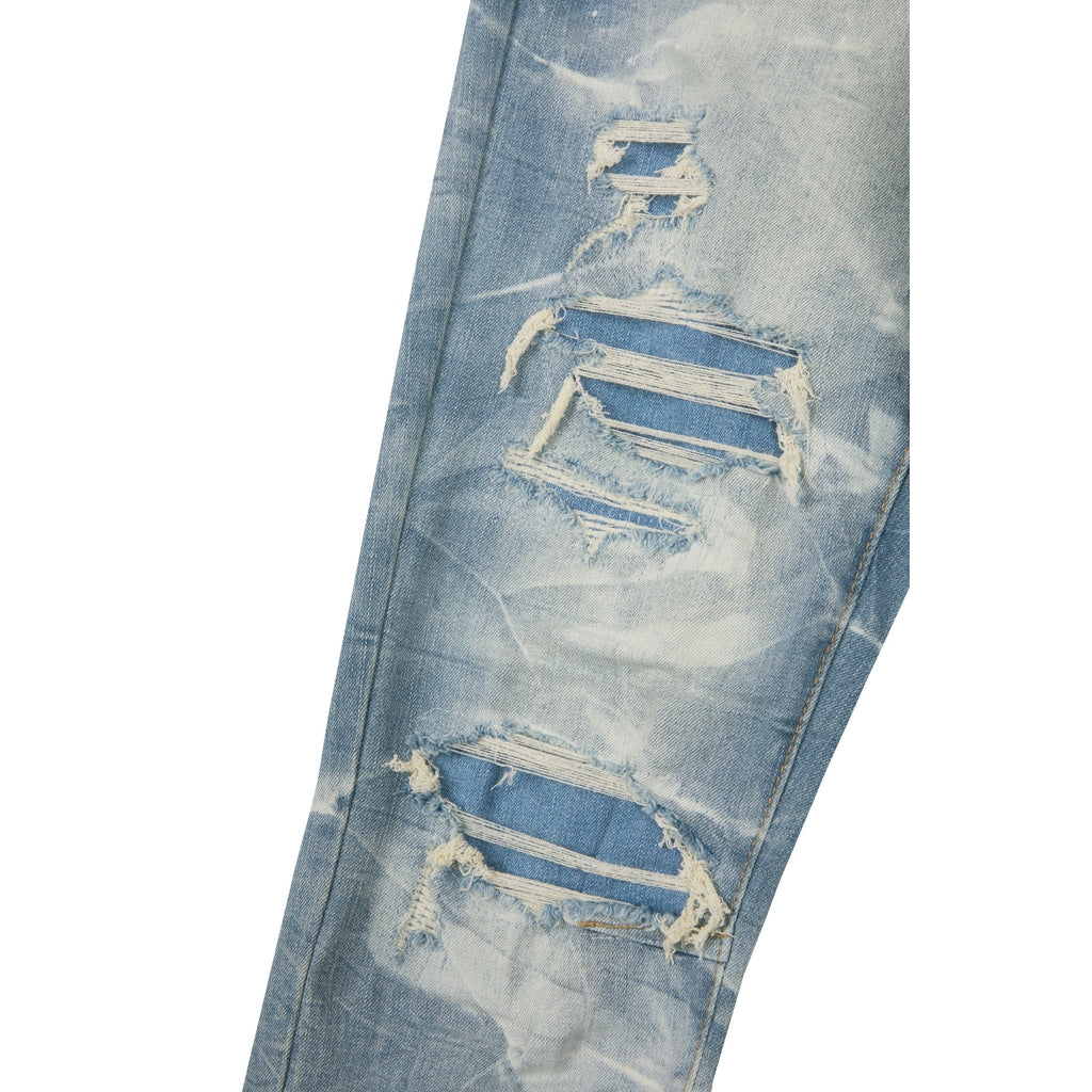 Smoke Rise Lightning Effect Jeans - Clyde Blue