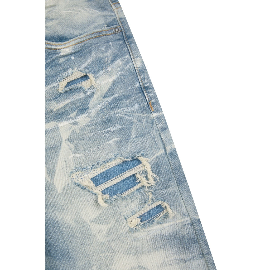 Smoke Rise Lightning Effect Jeans - Clyde Blue