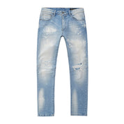 Smoke Rise Rip & Repaired Denim Jeans - Lowell Blue