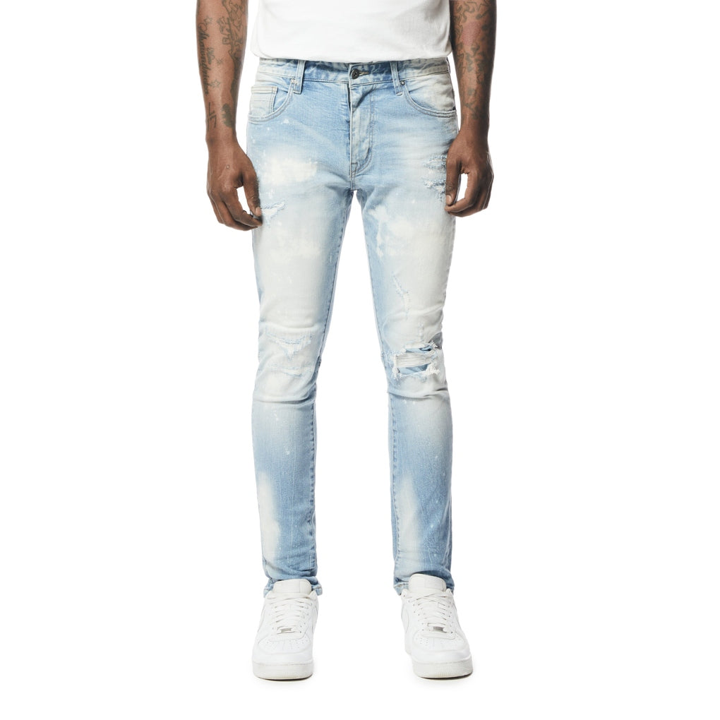 Smoke Rise Rip & Repaired Denim Jeans - Lowell Blue