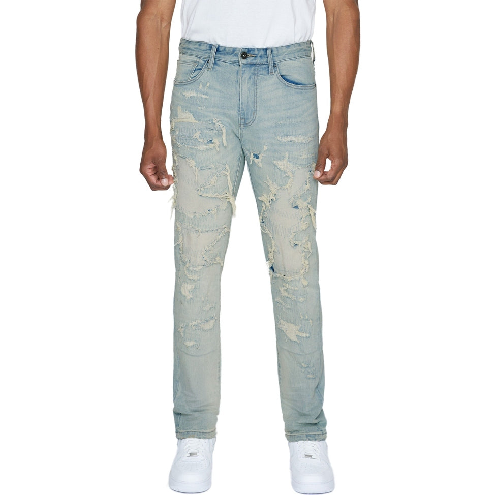 Smoke Rise Heavy Distressed Jeans - Elm Blue