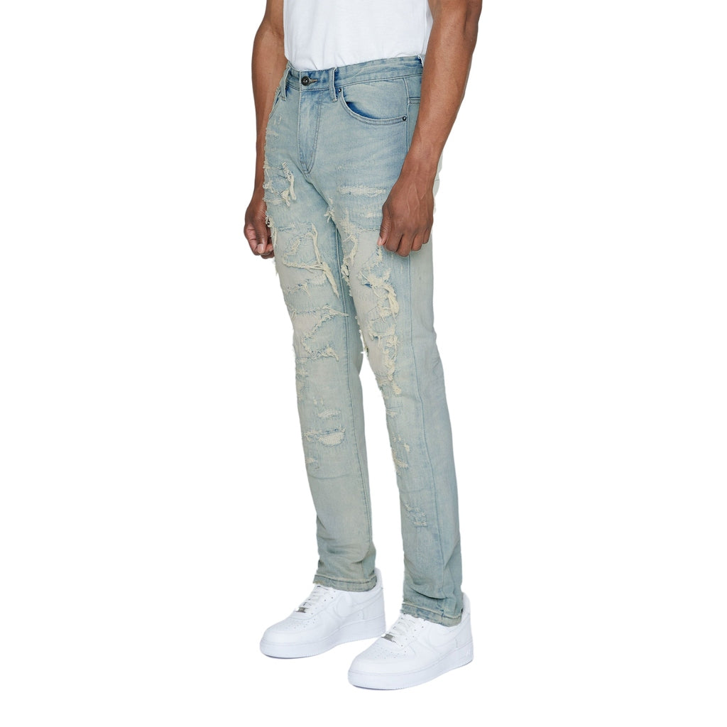 Smoke Rise Heavy Distressed Jeans - Elm Blue