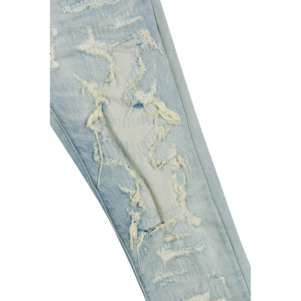 Smoke Rise Heavy Distressed Jeans - Elm Blue