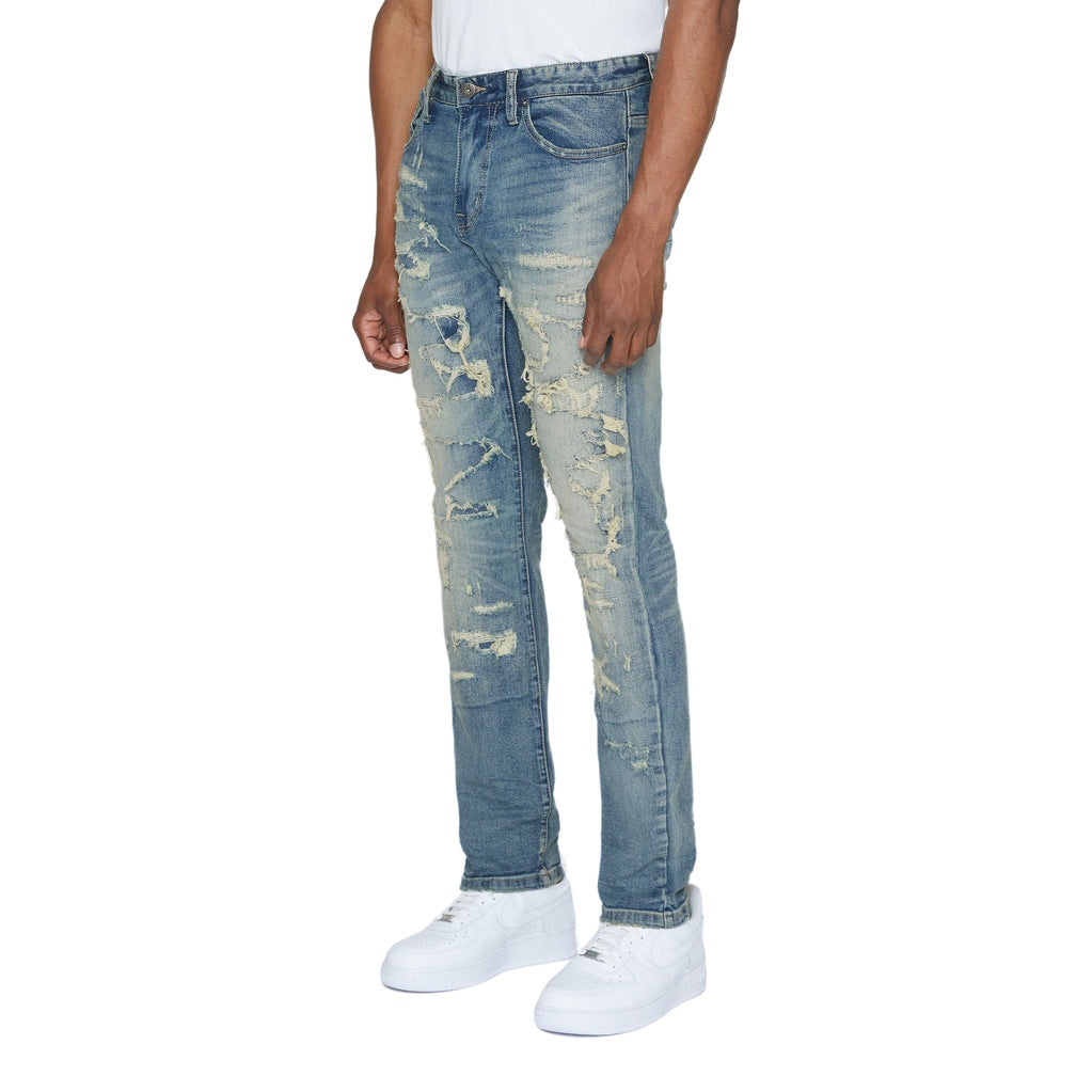 Smoke Rise Heavy Distressed Jeans - Lisbon Blue