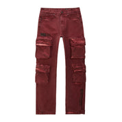 Smoke Rise Utility Pigment Dyed Twill Cargo Pants - Burgundy