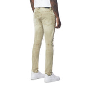 Smoke Rise Rip And Repaired Color Denim Jeans - Light Oak