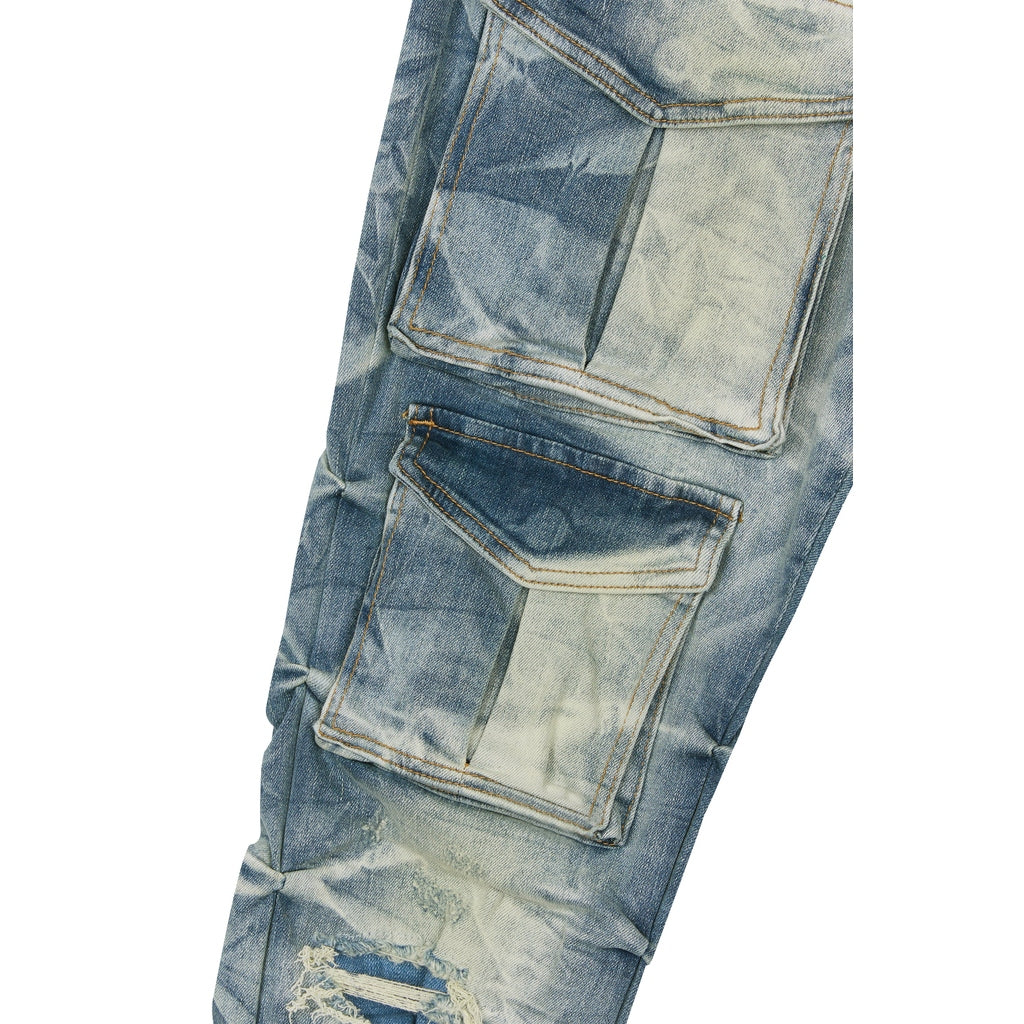 Smoke Rise Stacked Utility Denim Jeans - Clyde Blue