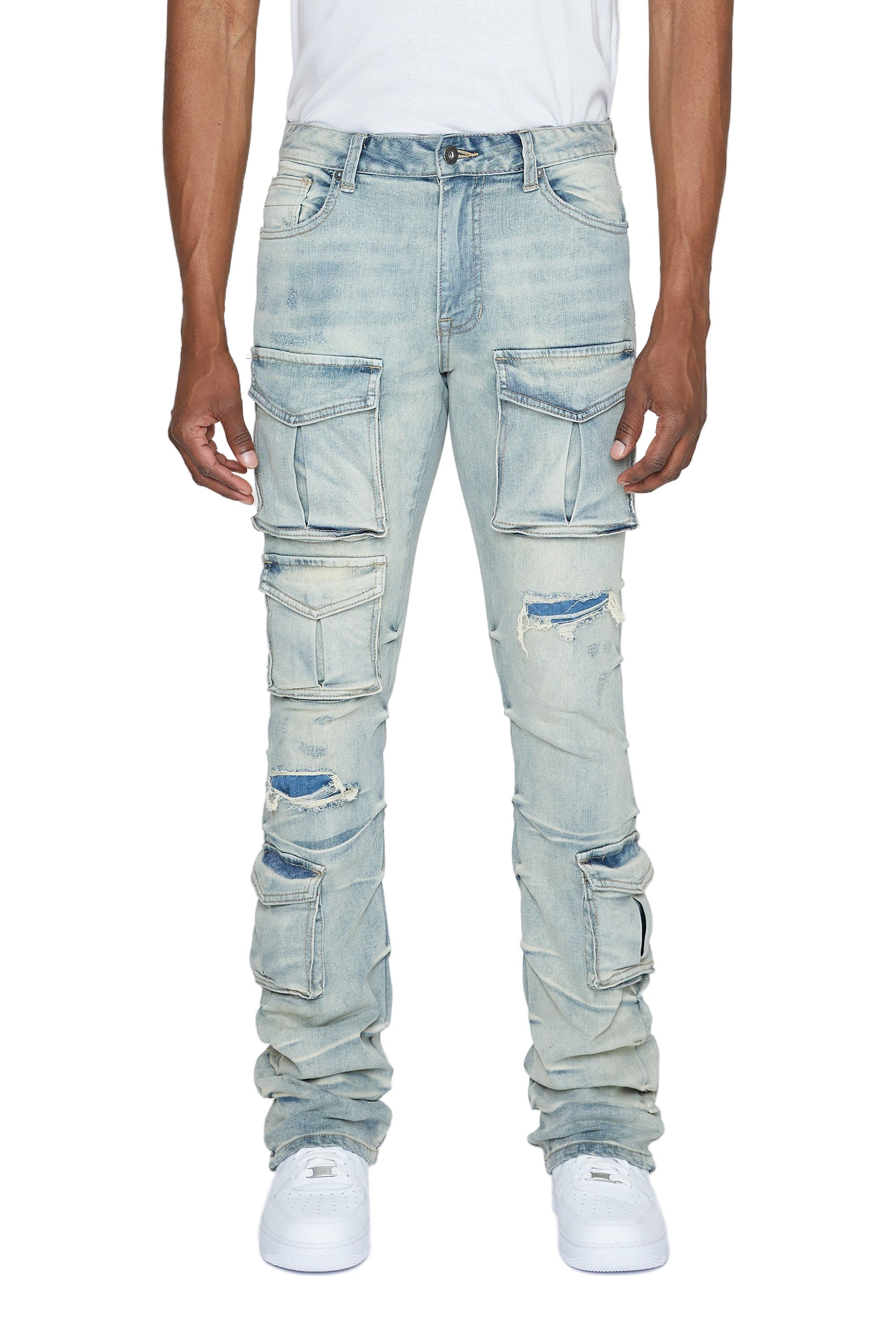 Stacked Utility Denim Jeans - Industrial Blue