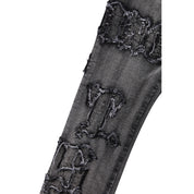 Smoke Rise Letter Applique Jeans - Black Lava