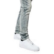 Smoke Rise Rip And Repair Denim Jeans - Geneva Blue