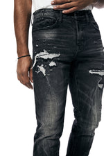 Rip And Repair Denim Jeans - Moon Black