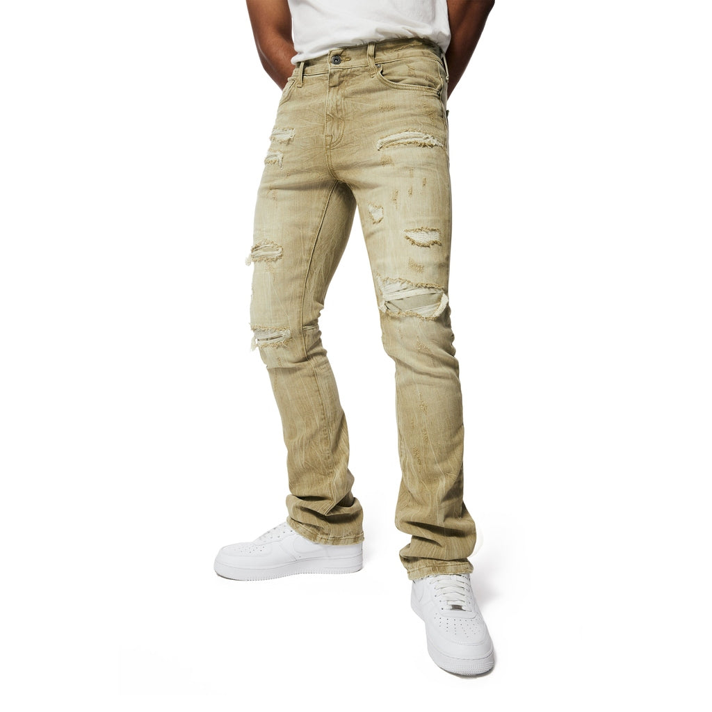 Smoke Rise Essential Stacked Denim Jeans - Light Oak