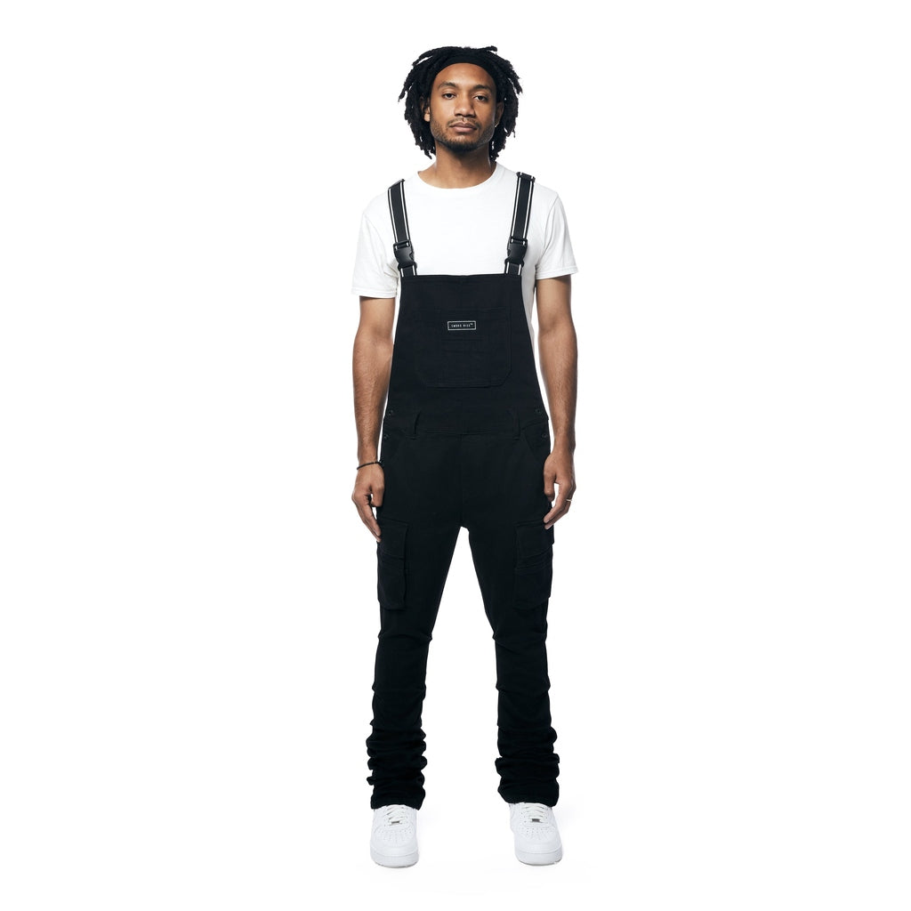 Smoke Rise Stacked Utility Denim Overalls - Jet Black