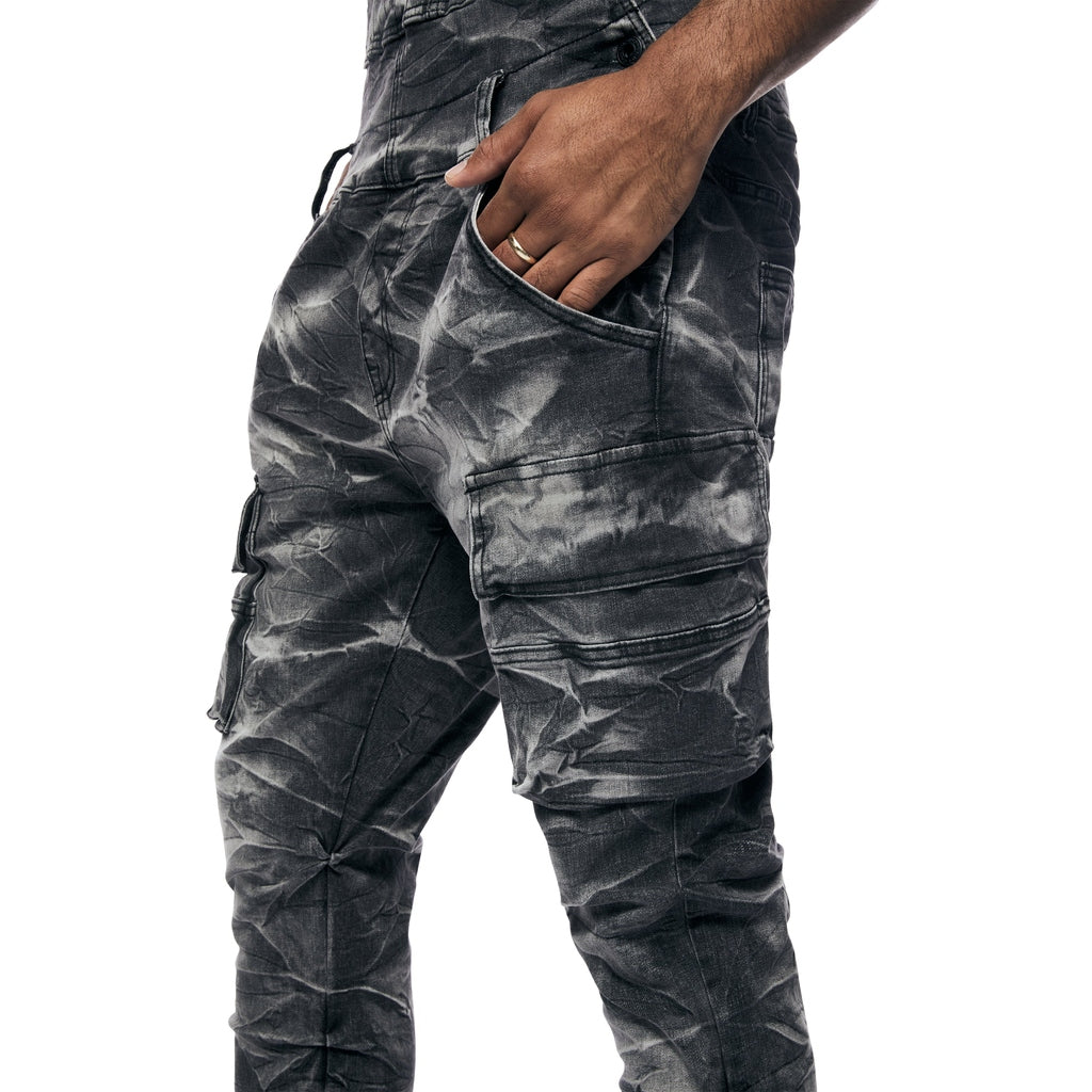 Smoke Rise Stacked Utility Denim Overalls - Gail Black