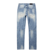 Smoke Rise Embroidered Plaid Backed Denim Jeans - Lowell Blue