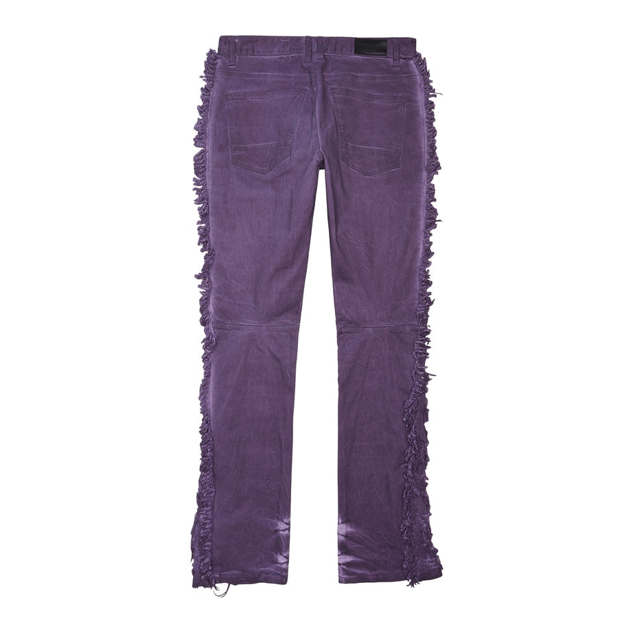 Smoke Rise Frayed Stacked Pigment Dyed Pants - Purple