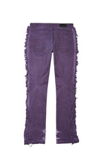 Frayed Stacked Pigment Dyed Pants - Purple