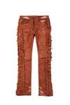 Frayed Stacked Pigment Dyed Pants - Rust