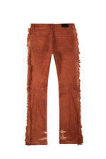 Frayed Stacked Pigment Dyed Pants - Rust