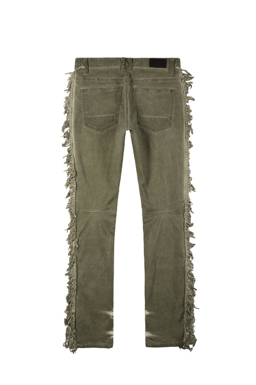 Frayed Stacked Pigment Dyed Pants - Vintage Army
