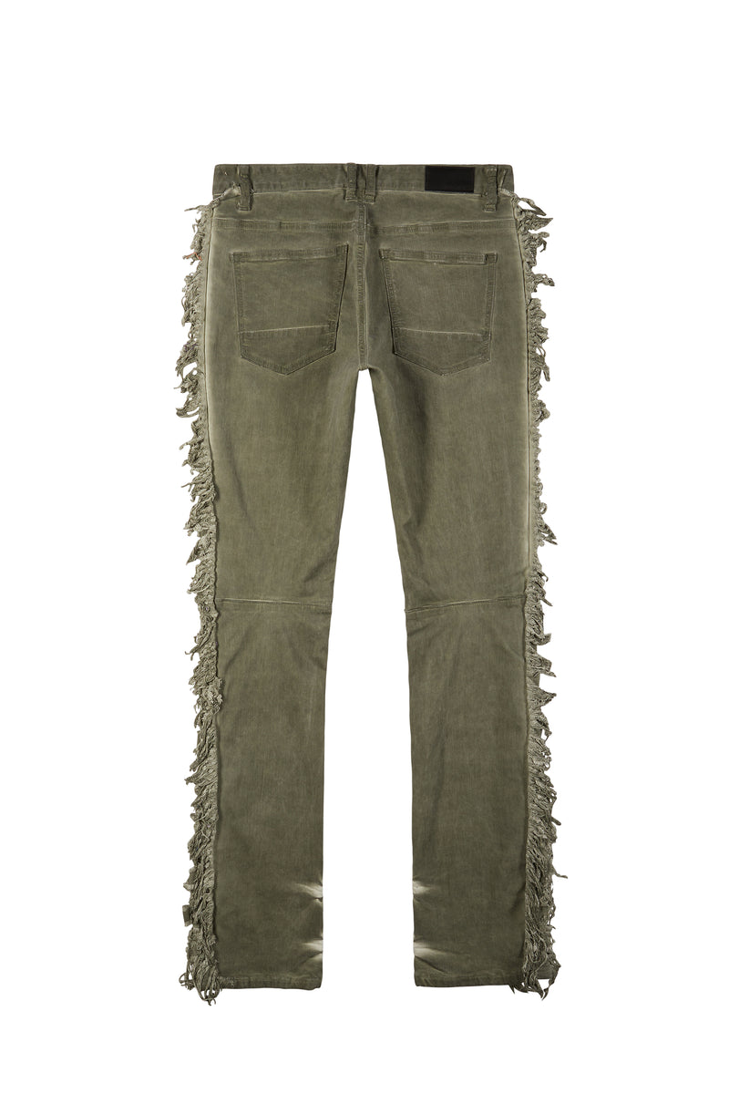 Frayed Stacked Pigment Dyed Pants - Vintage Army