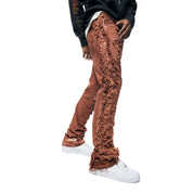 Smoke Rise Frayed Stacked Pigment Dyed Pants - Rust