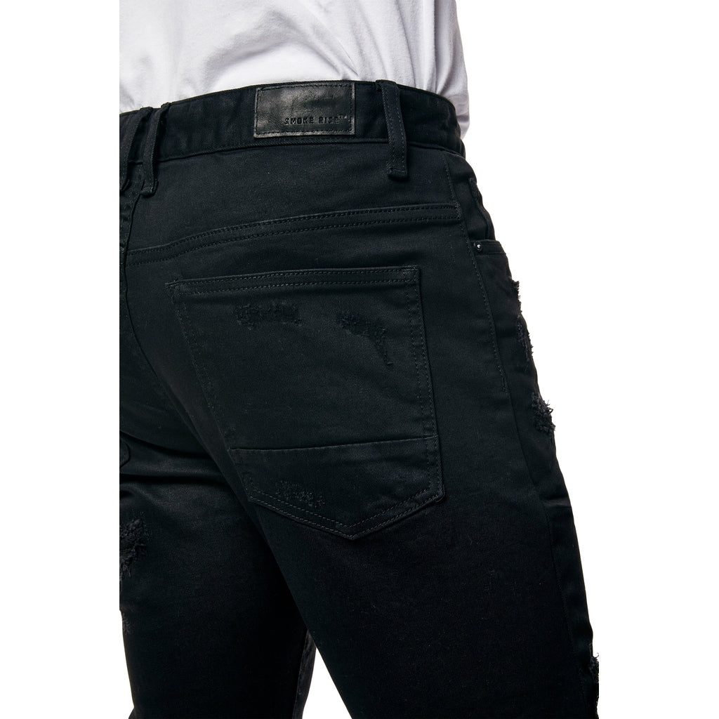 Smoke Rise Vintage Washed Slim Denim Jeans - Jet Black