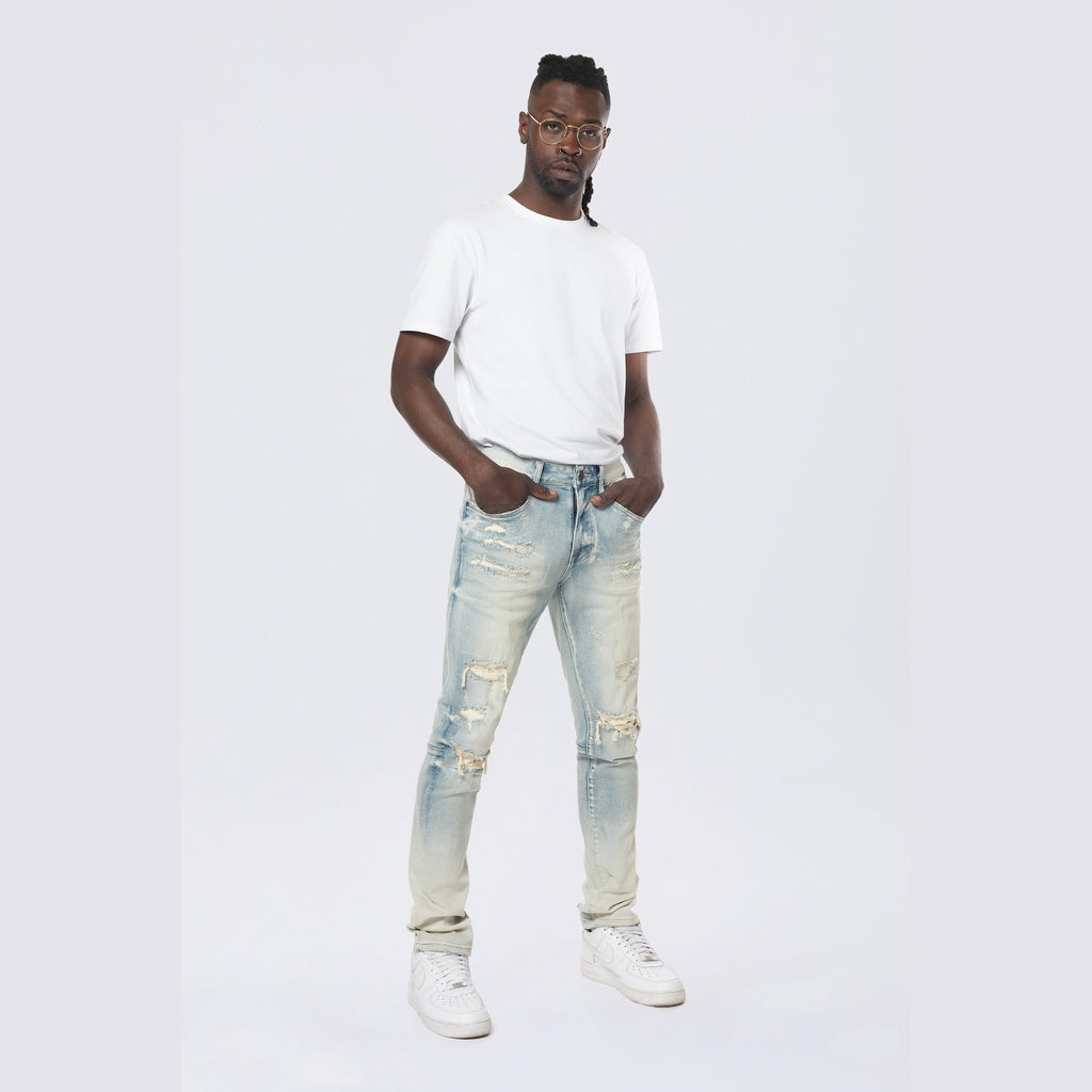 Smoke Rise Slim Vintage Washed Jeans - Ombre Blue