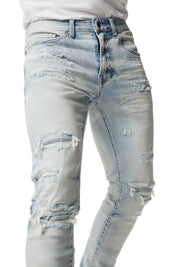 Vintage Washed Slim Denim Jeans - Santorini Blue