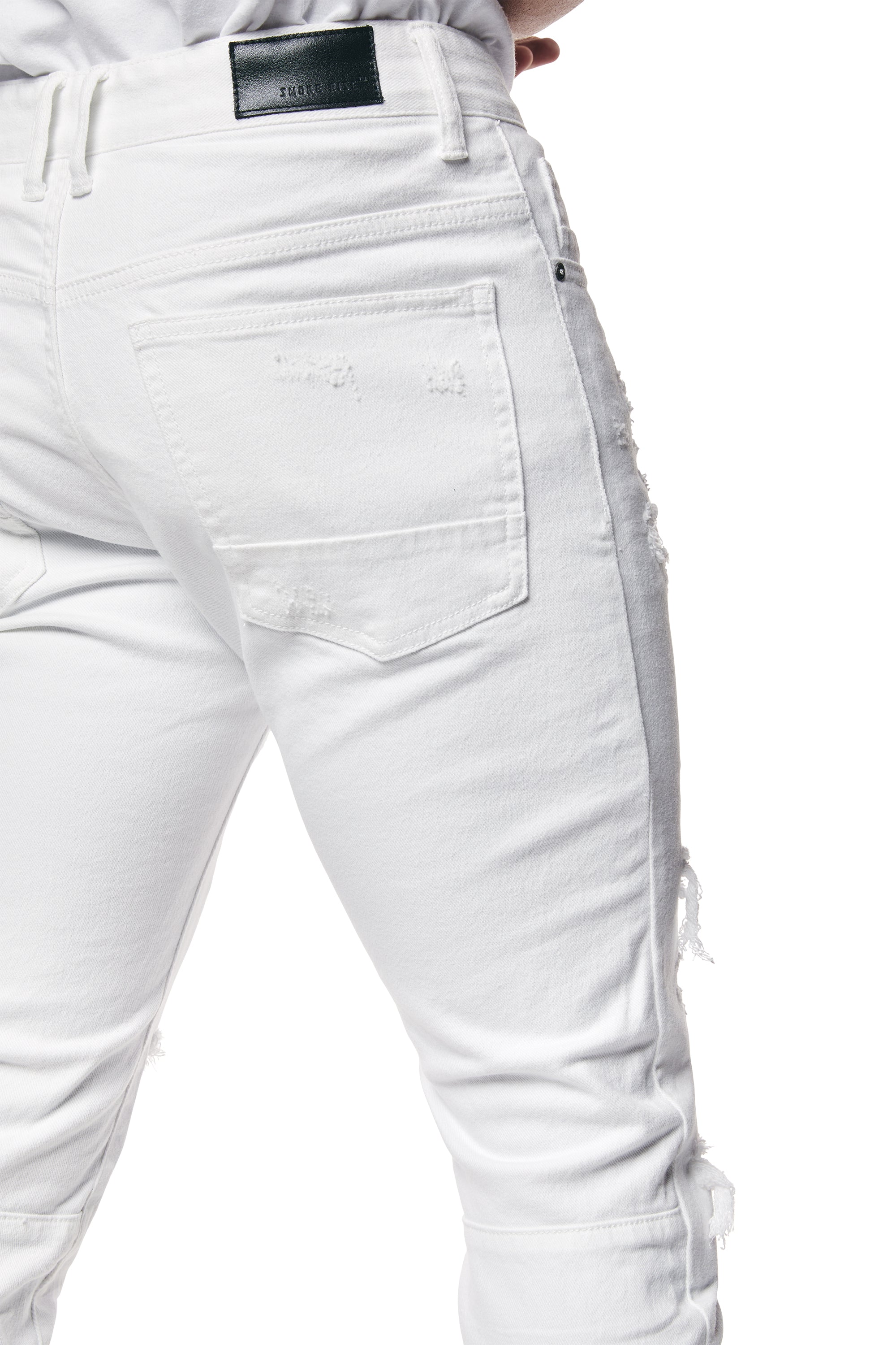 Vintage Washed Slim Denim Jeans - White