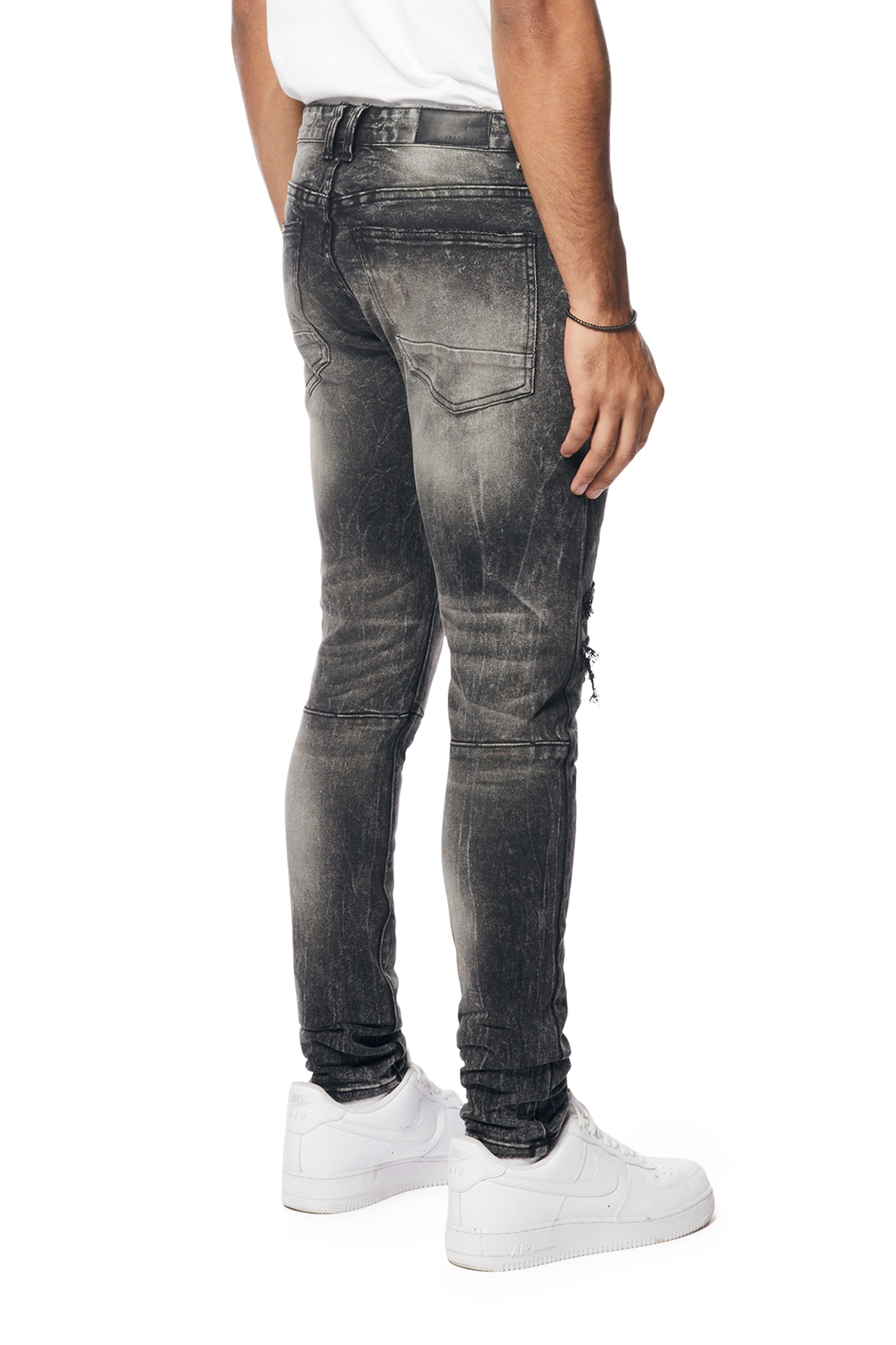 Vintage Washed Slim Tapered Denim Jeans - Bali Grey