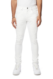 Vintage Washed Slim Tapered Denim Jeans - White