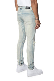 Rooting Effect Slim Tapered Denim Jeans - Seville Blue