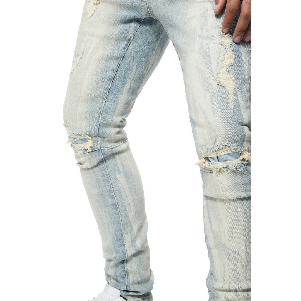 Smoke Rise Rooting Effect Slim Tapered Denim Jeans - Seville Blue