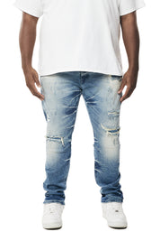 Big and Tall - Wave Effect Denim Jeans - Clairmont Blue