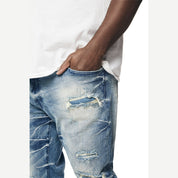 Smoke Rise Big and Tall Big and Tall - Wave Effect Denim Jeans - Clairmont Blue