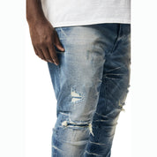 Smoke Rise Big and Tall Big and Tall - Wave Effect Denim Jeans - Clairmont Blue