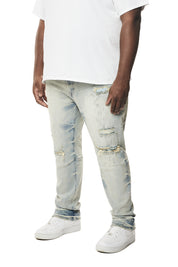 Big and Tall - Wave Effect Denim Jeans - Leo Blue