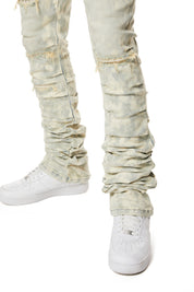 Colored Lazy Stacked Lazy Stacked Flared Denim Jeans - Seafoam